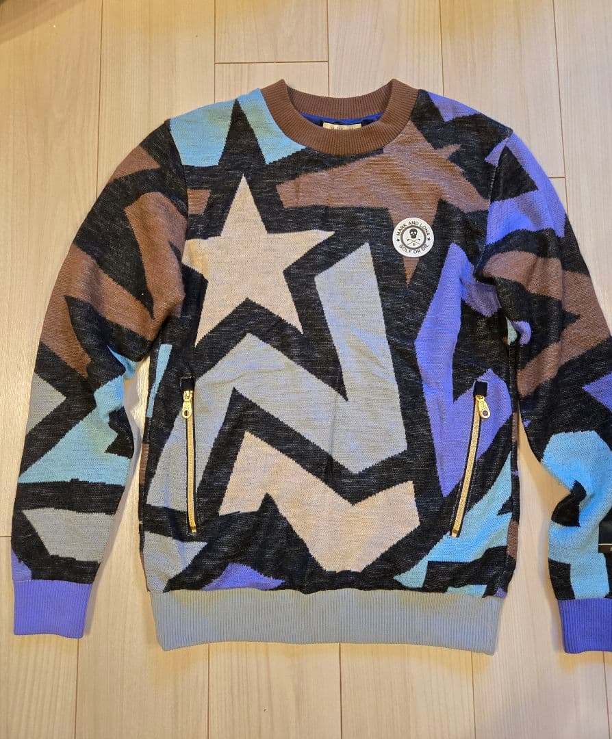 美品 MARK&LONA セーター ニット 44 S ゴルフ ブルゾン