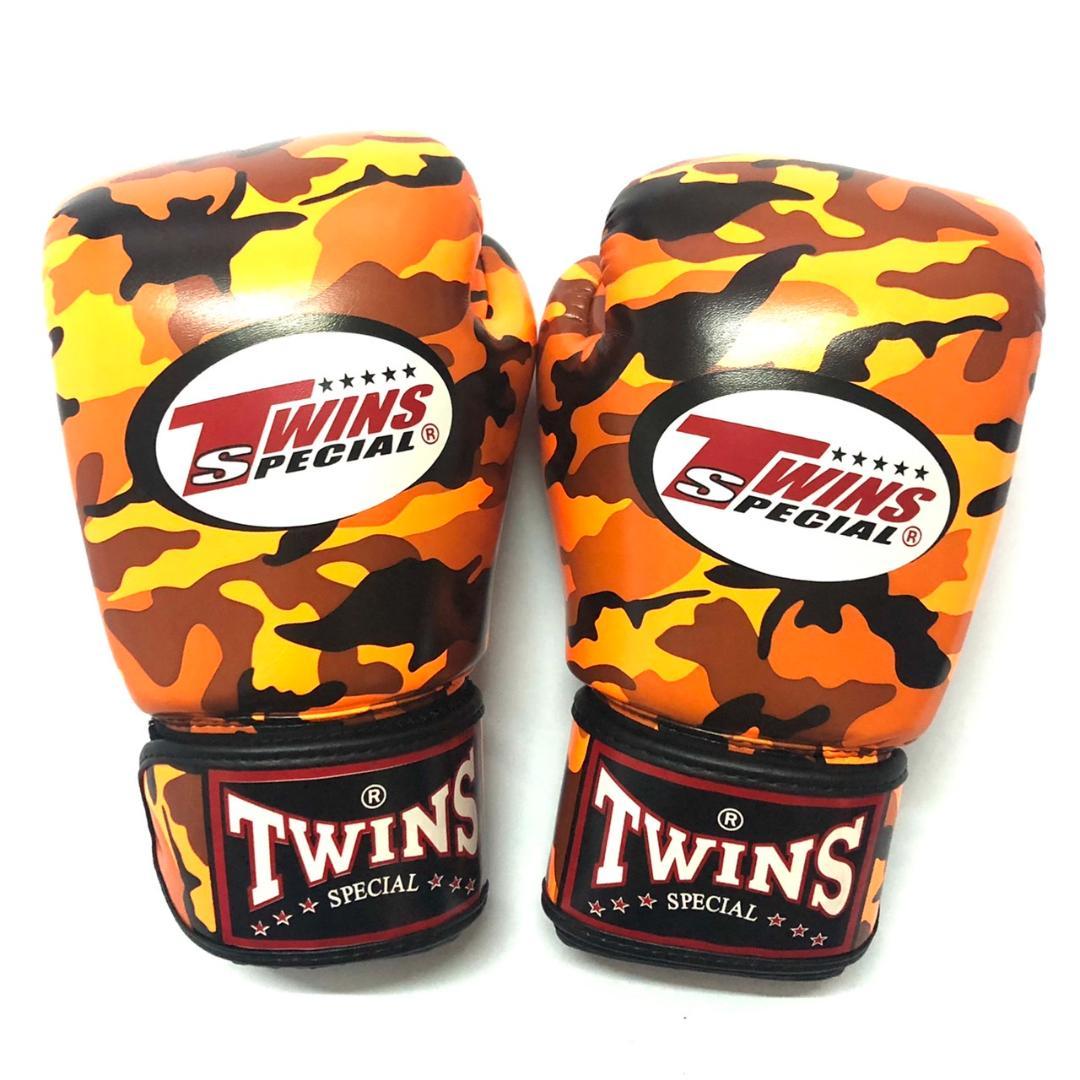 新品 正規 TWINS 本格ボクシンググローブ PU迷彩オレンジ/ムエタイ
