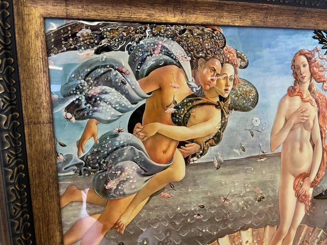 ヴィーナスの誕生　サンドロ・ボッティチェッリ　水晶絵　絵画　名画　アート　額絵