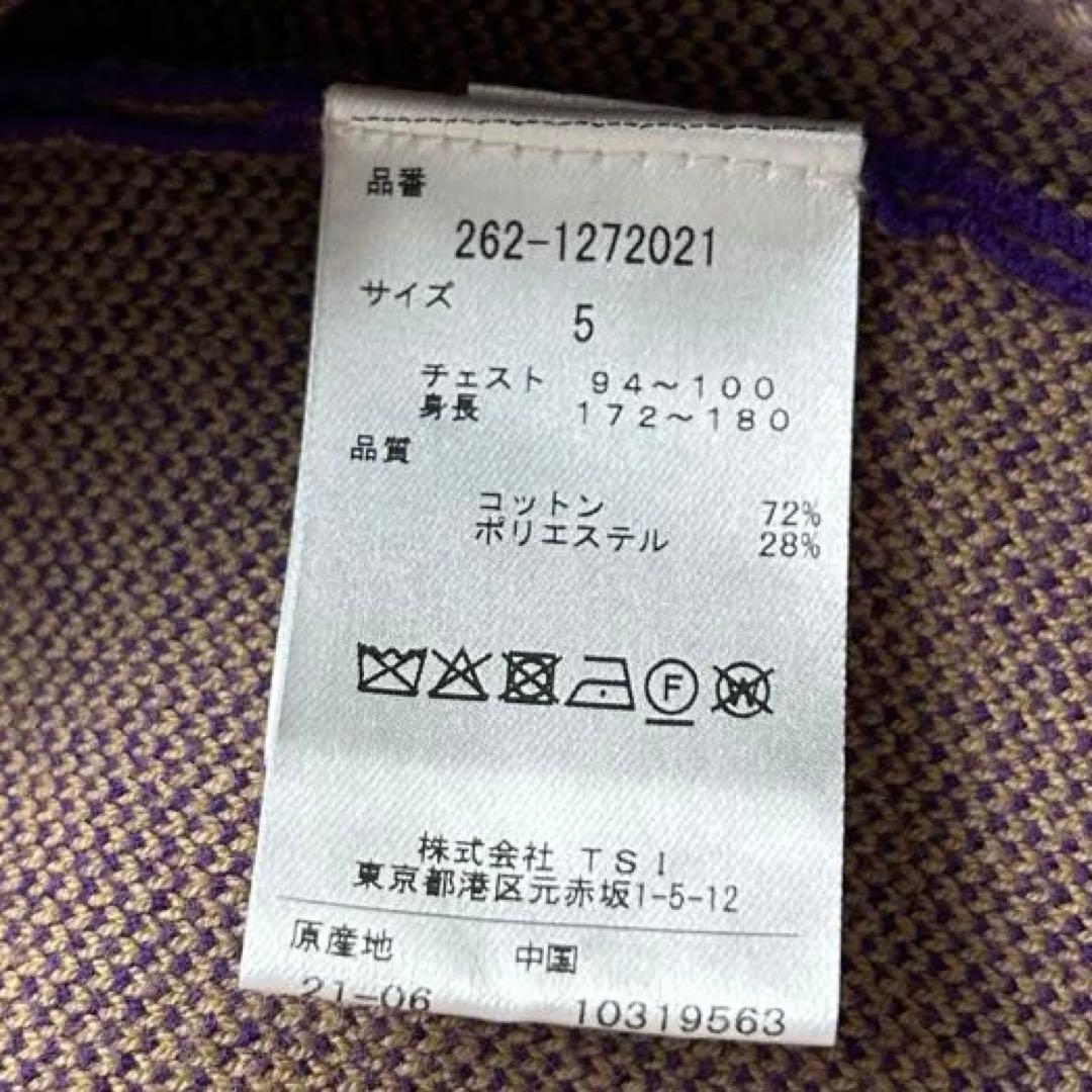 ジャックバニー　ドライバーズニット　キャメル×パープル　L　Wファスナー　ゴルフ