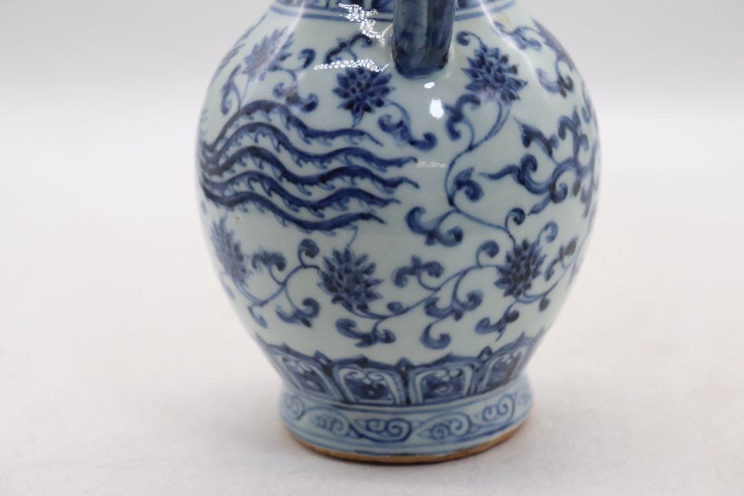 中国　染付　龍柄鳳紋瓶　大明宣徳年製銘　送料込み260331