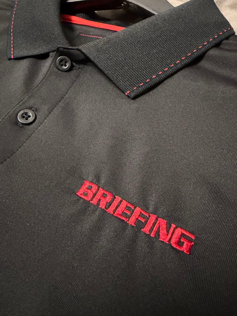 BRIEFING ロゴ刺繍ブラックポロシャツLサイズ