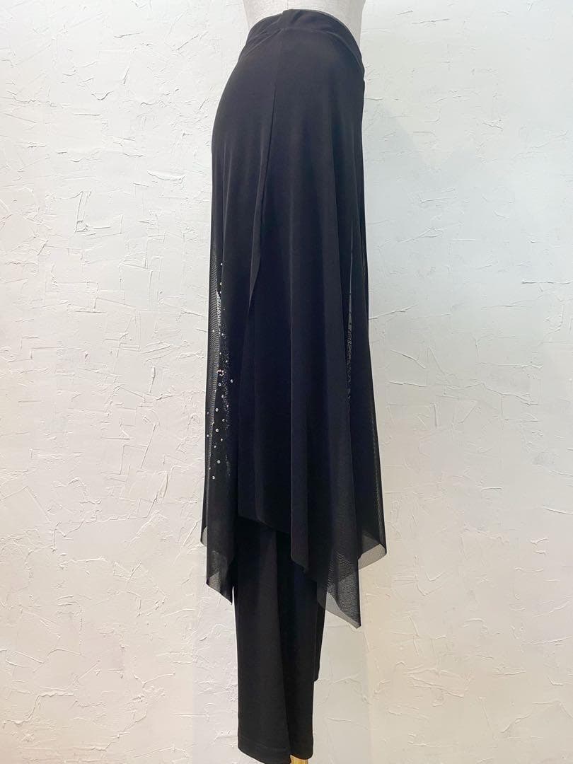 【薔薇ラインストーン】新品オーバーメッシュデザインブーツカットパンツ 黒m290