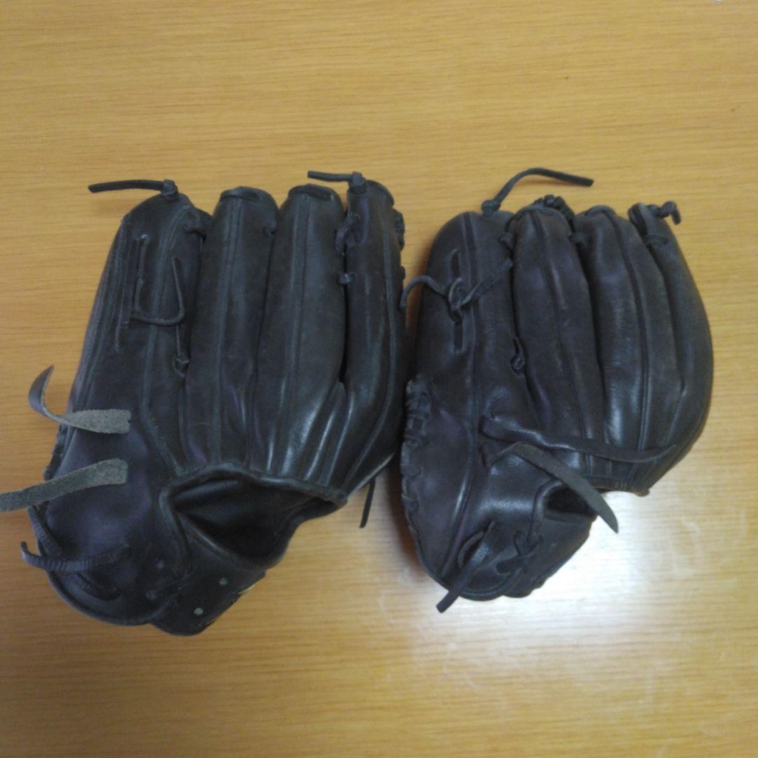 Mizuno 軟式グローブ 黒(大人,子供セット）