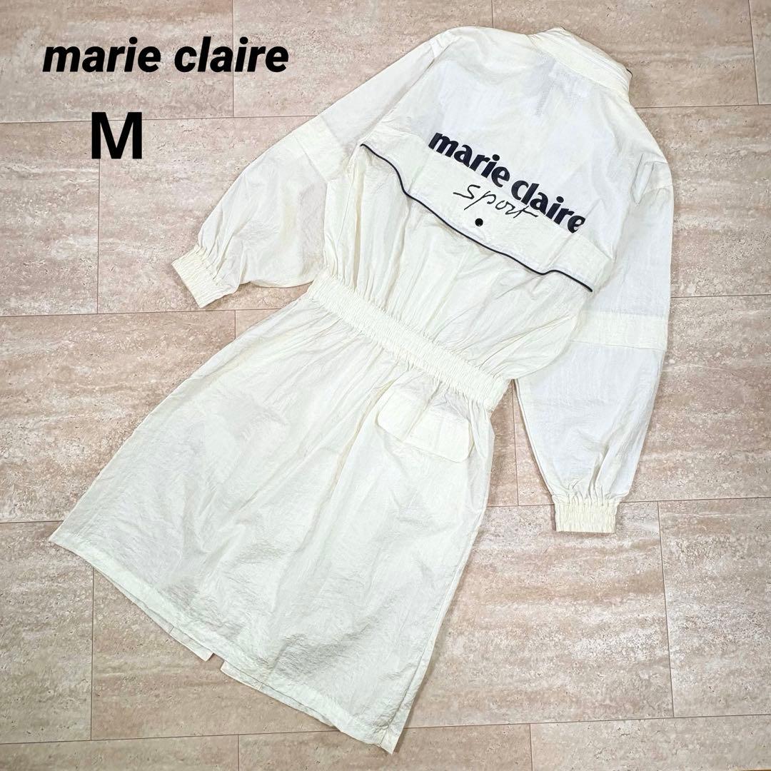 新品 マリクレール レインウェア ワンピース オフホワイト シワ加工 薄手 M