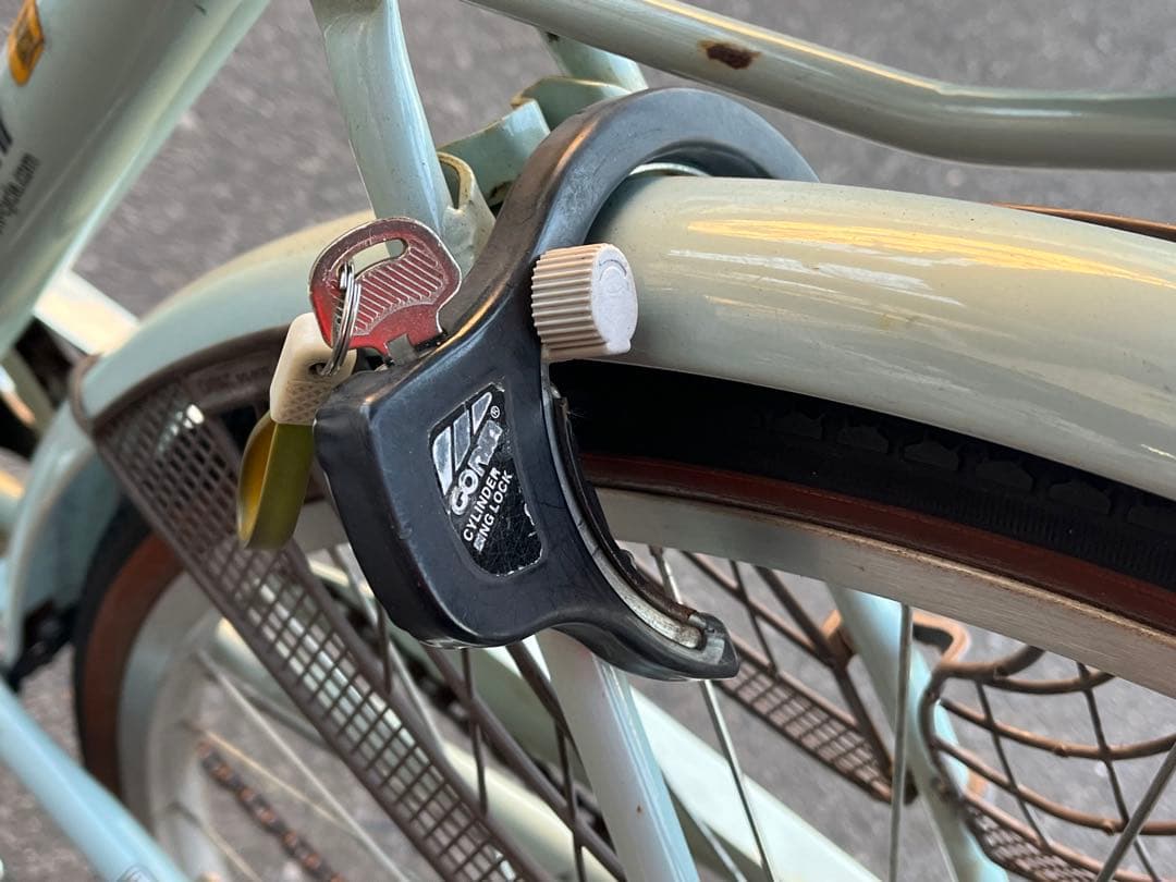 は*る様 中古LEDオートライト6段変速自転車★27インチ★大型カゴ★ミント※配