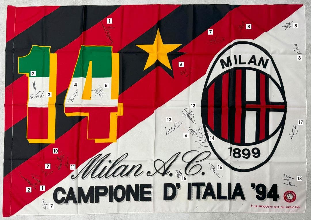 AC ミラン　フラッグ　直筆サイン CAMPIONE D' ITALIA '94