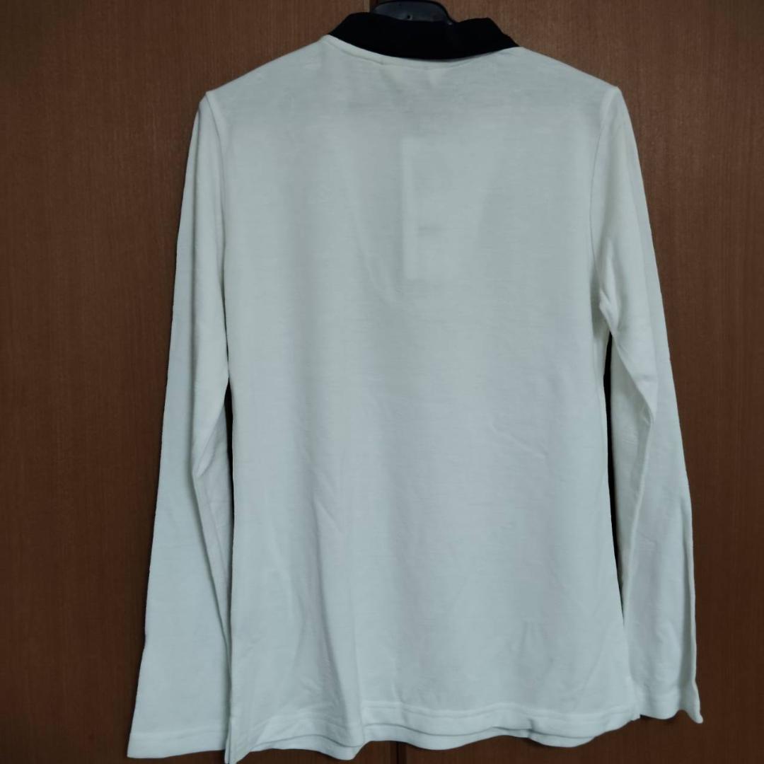 adabat アダバット 長袖ポロシャツ 38(M) 白黒 ゴルフウェア