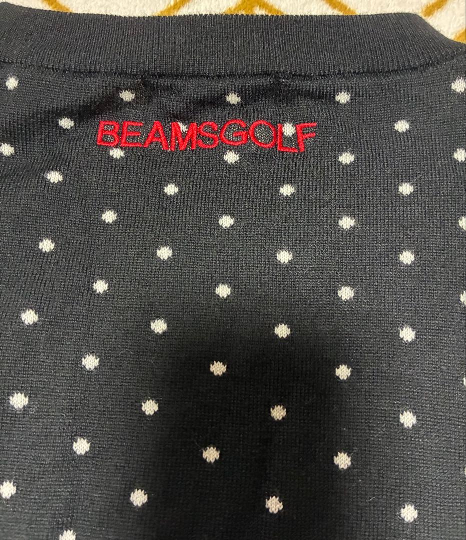 BEAMS GOLF ビームスゴルフ 毛100% ウールニットドット柄ブラック