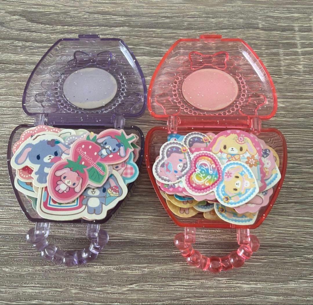 サンリオ シュガーバニーズ フレークシール　平成レトロ　キラキラケース　当時品