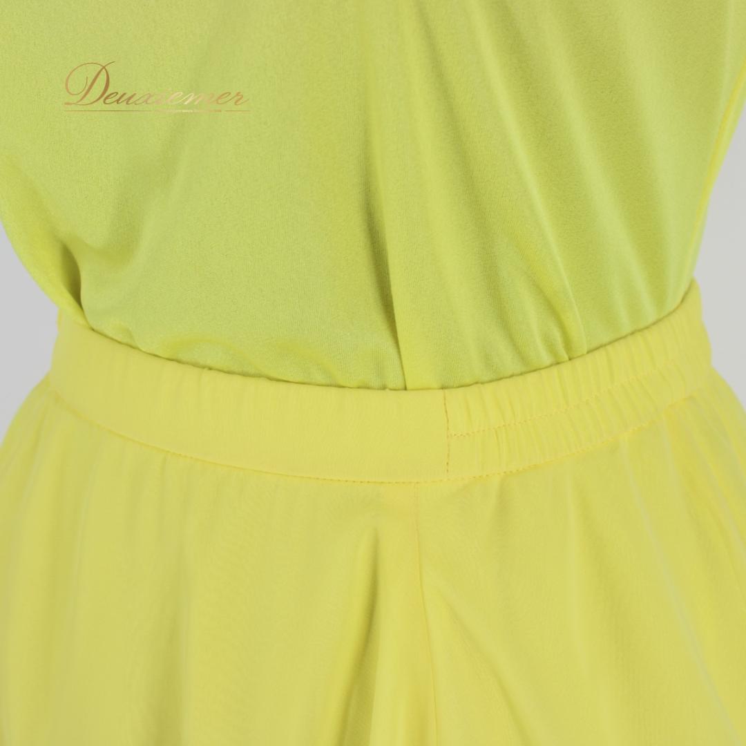 【美品 社交ダンス衣装】上下セット レッスンウェア 練習着 黄色 イエロー 無地