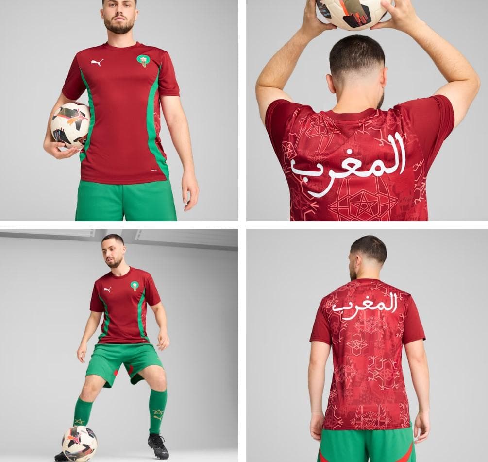 新品 PUMA サッカー モロッコ代表 プレマッチ 半袖 シャツ M レッド
