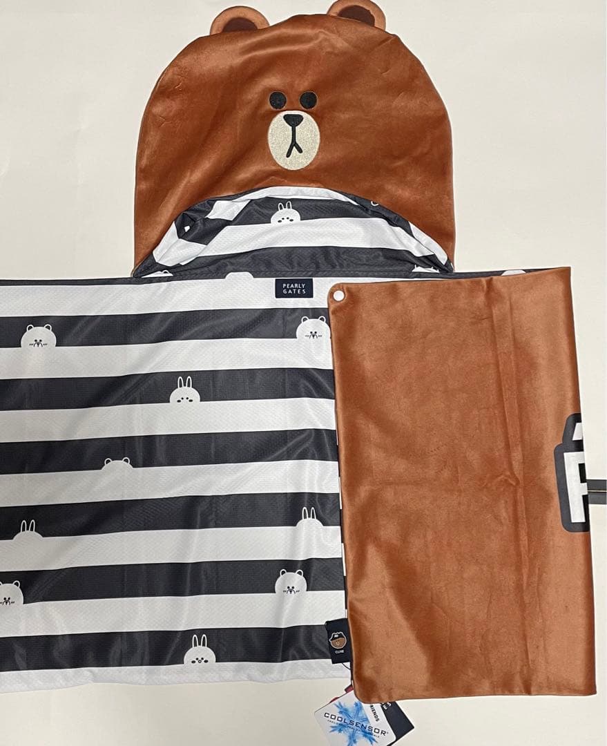 新品PEARLY GATES LINE FRIENDS かぶりタオル ブラウン