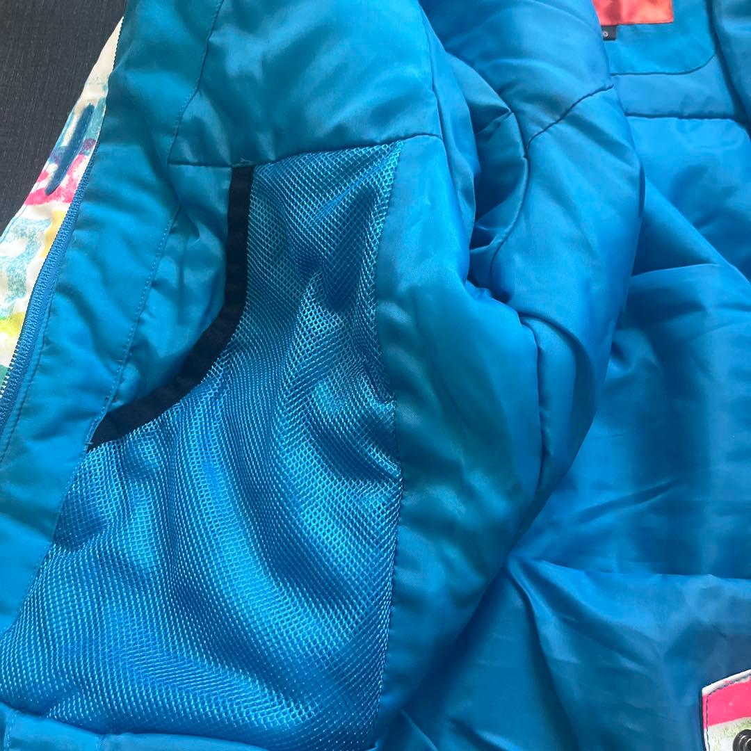 【美品】ROXYスキースノーボードウェア130140ピンク白キッズ青ジャケット