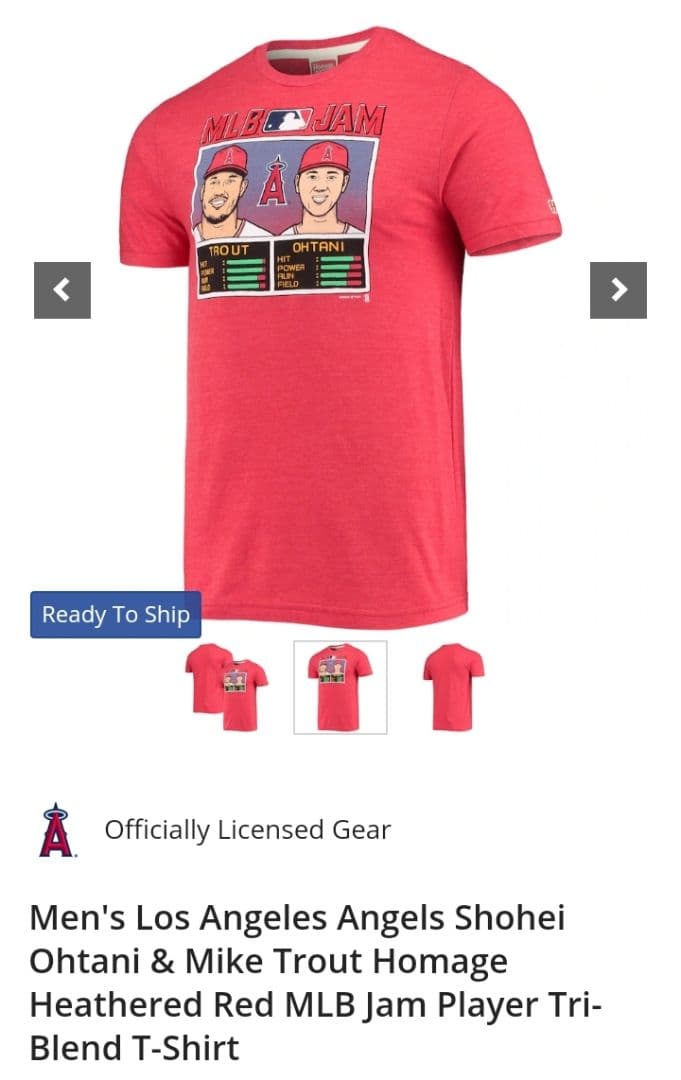 MLB公式ライセンス正規品ロサンゼルスエンジェルス大谷翔平マイクトラウトTシャツ