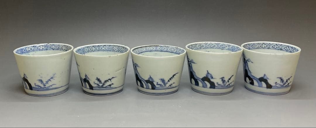 古伊万里　蕎麦猪口　染付　10客　f0019