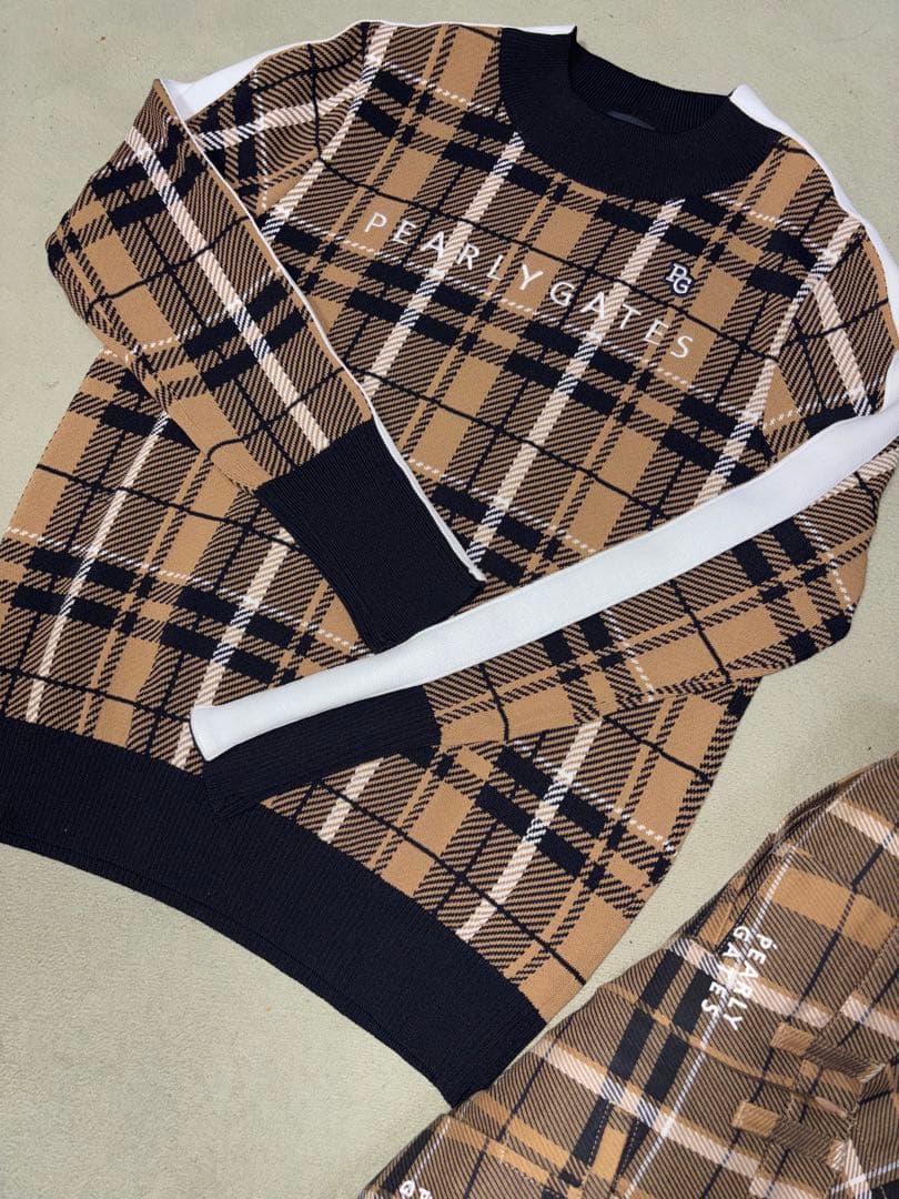 （超美品）パーリーゲイツ、グレンチェック柄シリーズ、セットアップ、サイズ0