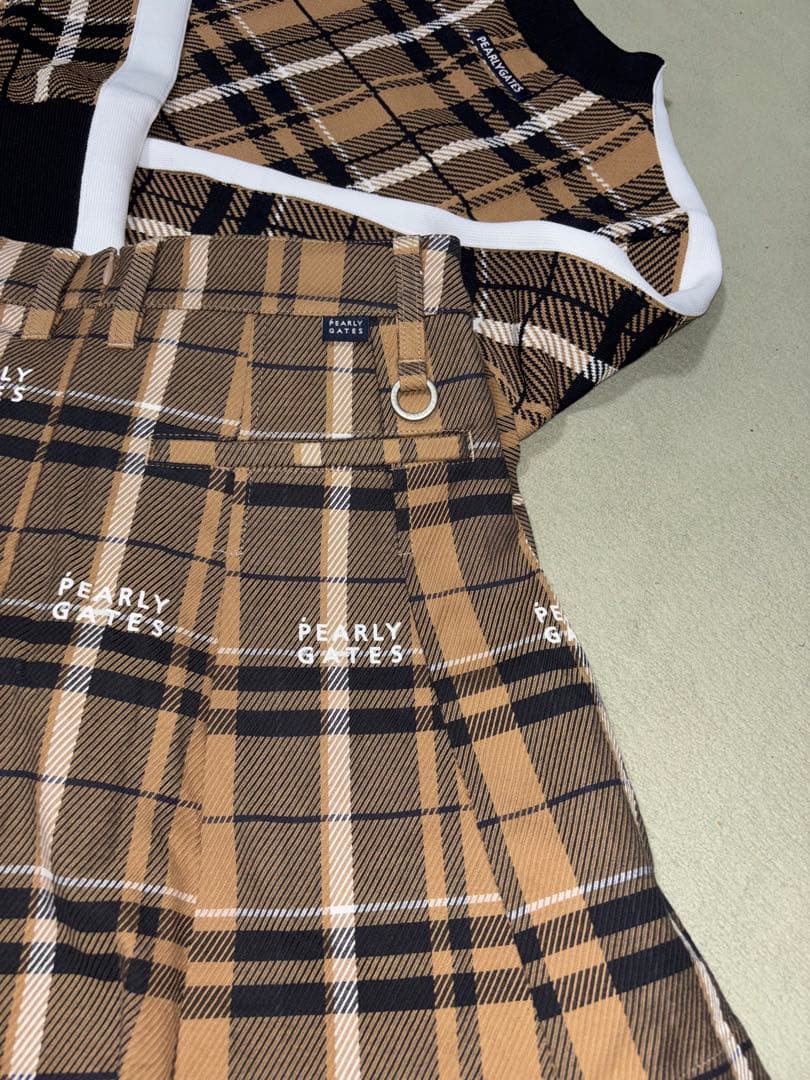 （超美品）パーリーゲイツ、グレンチェック柄シリーズ、セットアップ、サイズ0