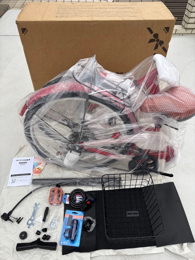 MIXIU 24インチ 折りたたみ自転車 レッド