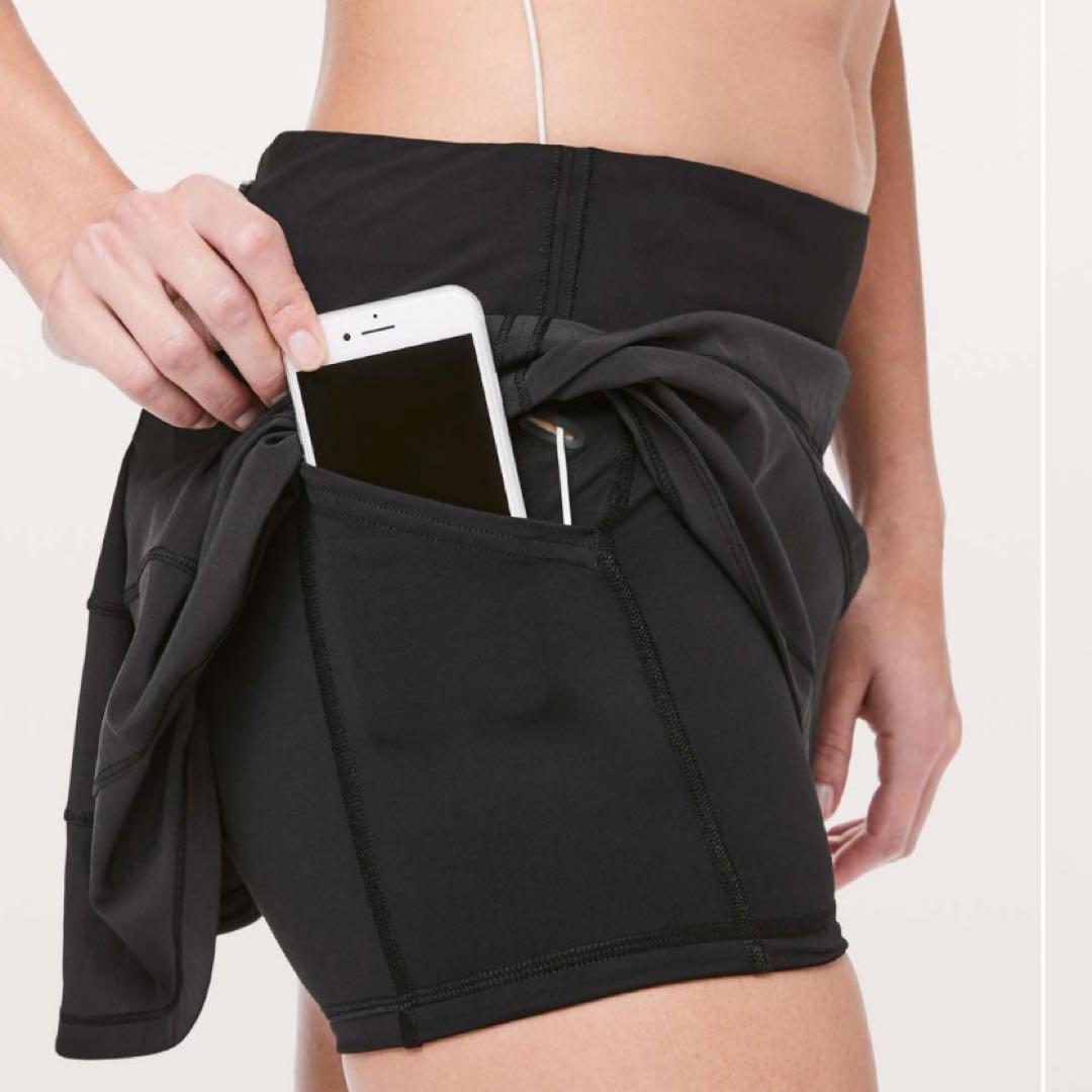 【新品】lululemon 黒 M スカート インナーパンツ一体型 ポケット付