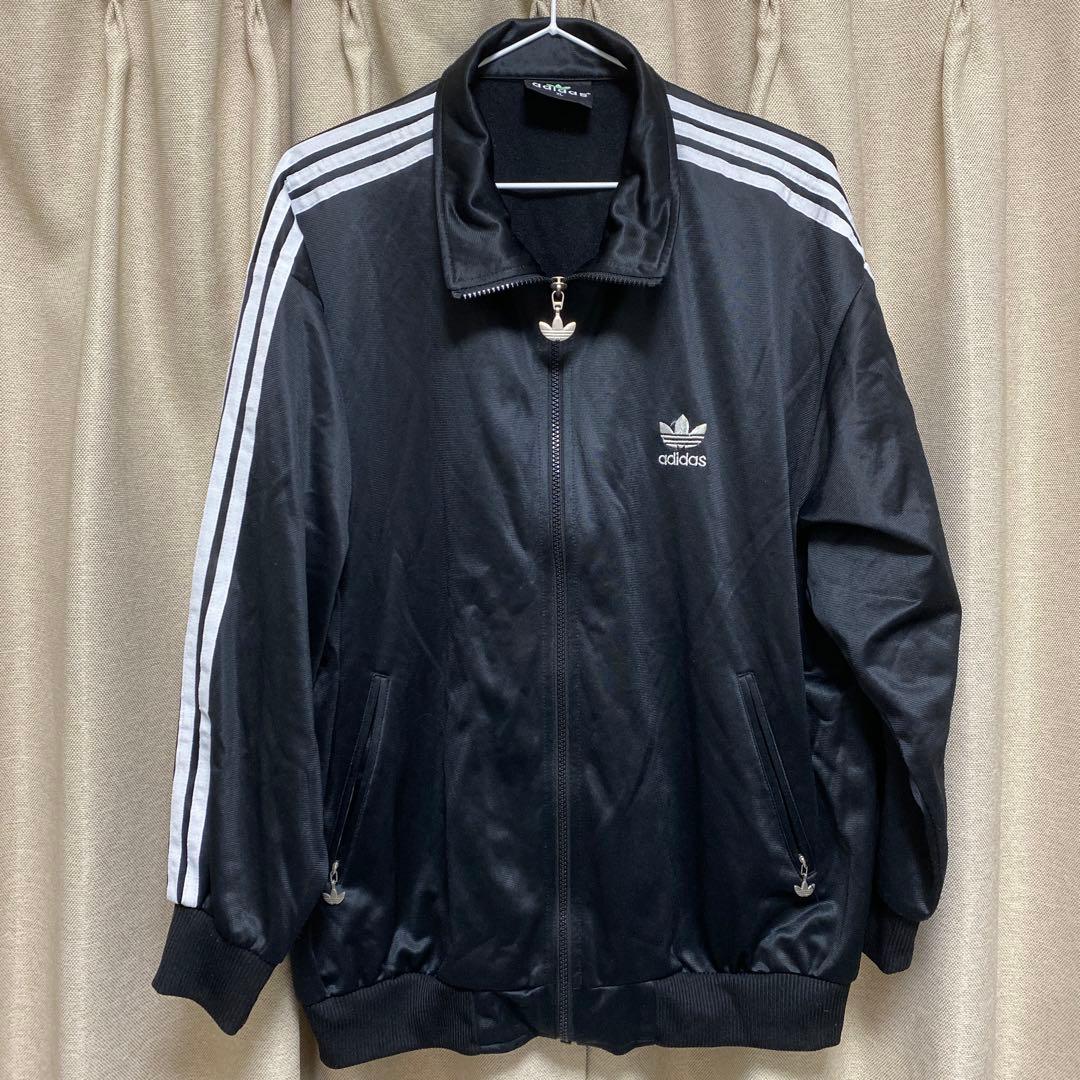 adidas ジャージ上下セット ブラック 3本ライン ロゴ チャーム ジッパー