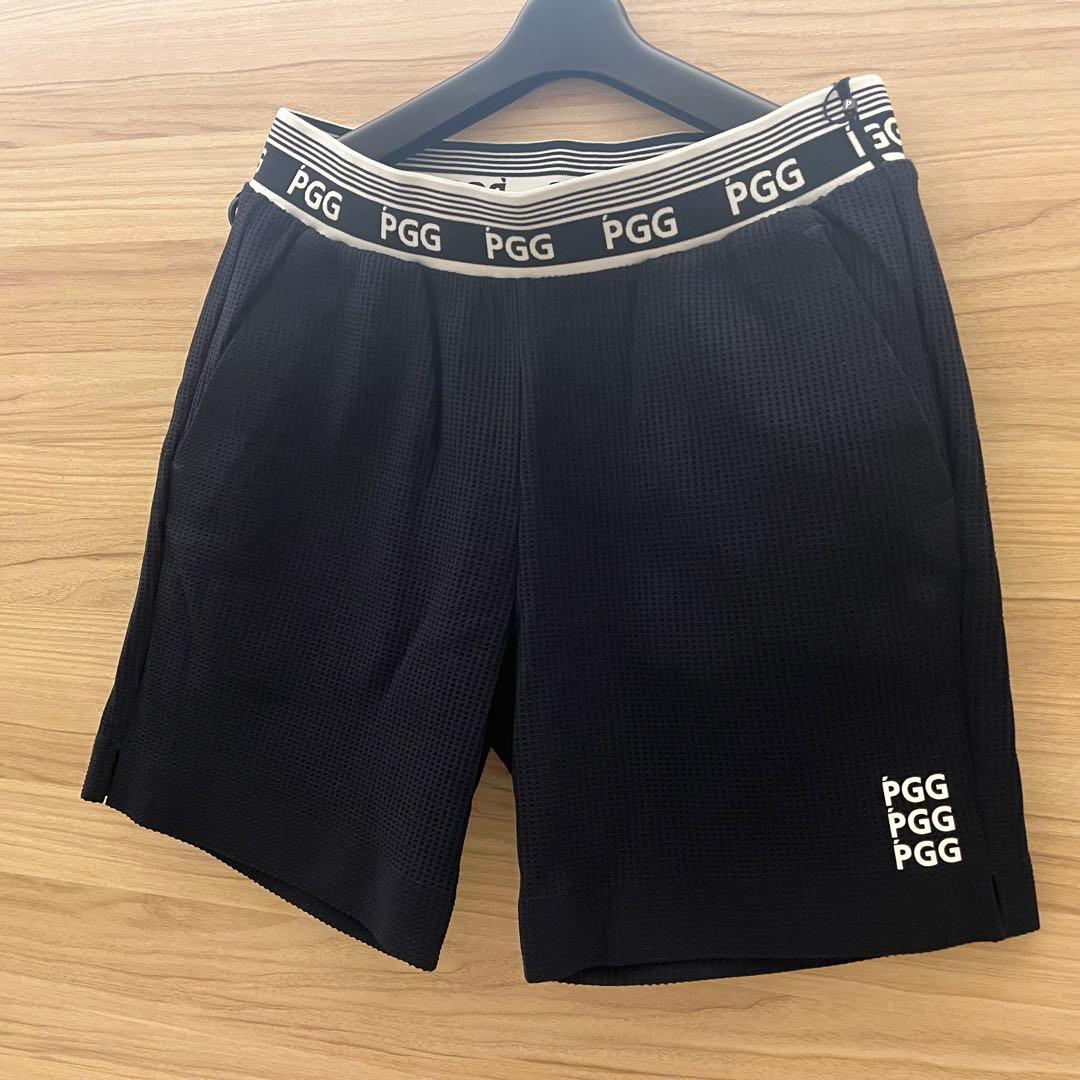 新品★28,600円 4（M）PGG パーリーゲイツ ロゴハーフパンツ 紺白