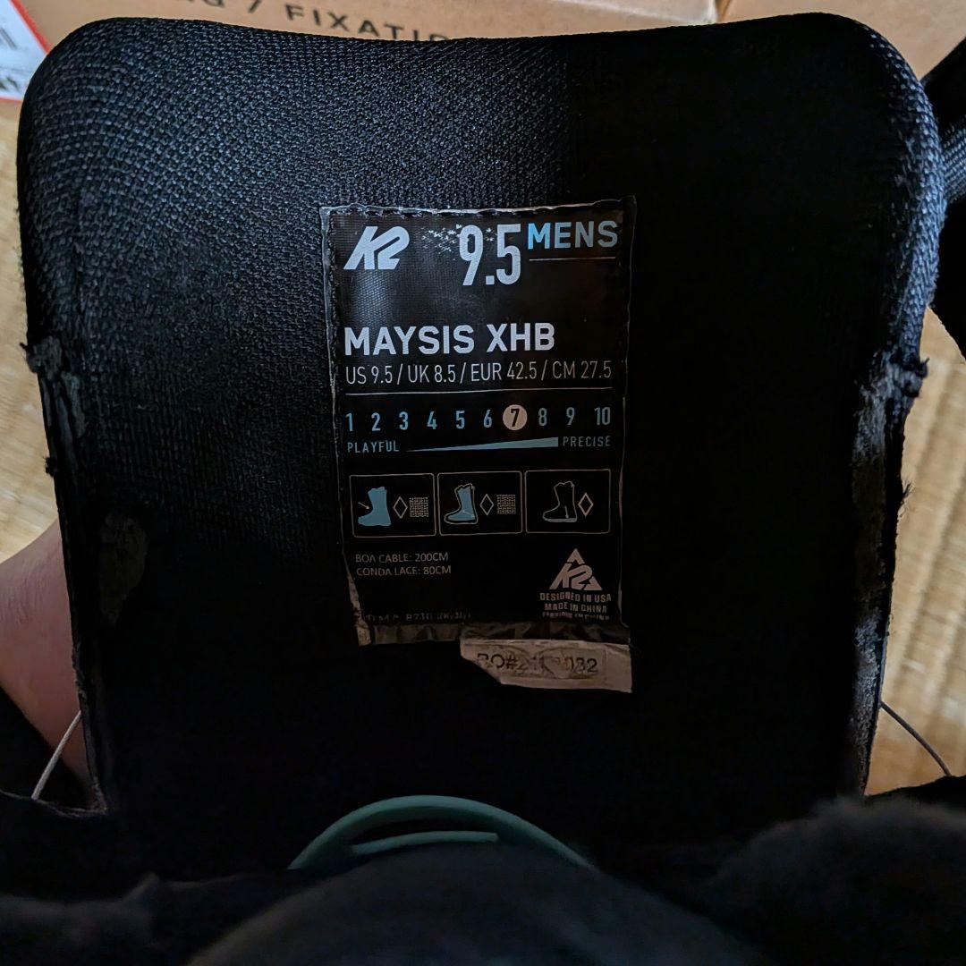 K2 MAYSIS XHB　スノーボードブーツ 9.5バインディングセット
