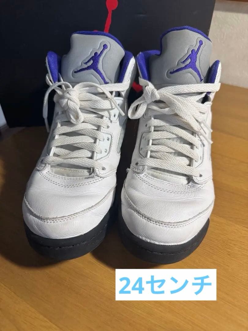 AIR JORDAN 5 RETRO (GS) 24cm ホワイト パープル