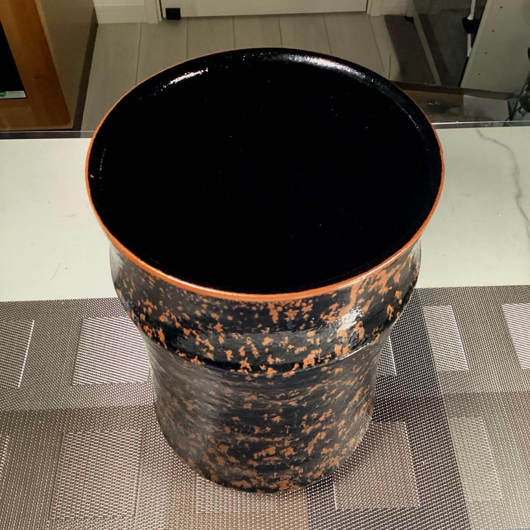 菊池　晃　益子焼　油滴天目　花瓶　大サイズ