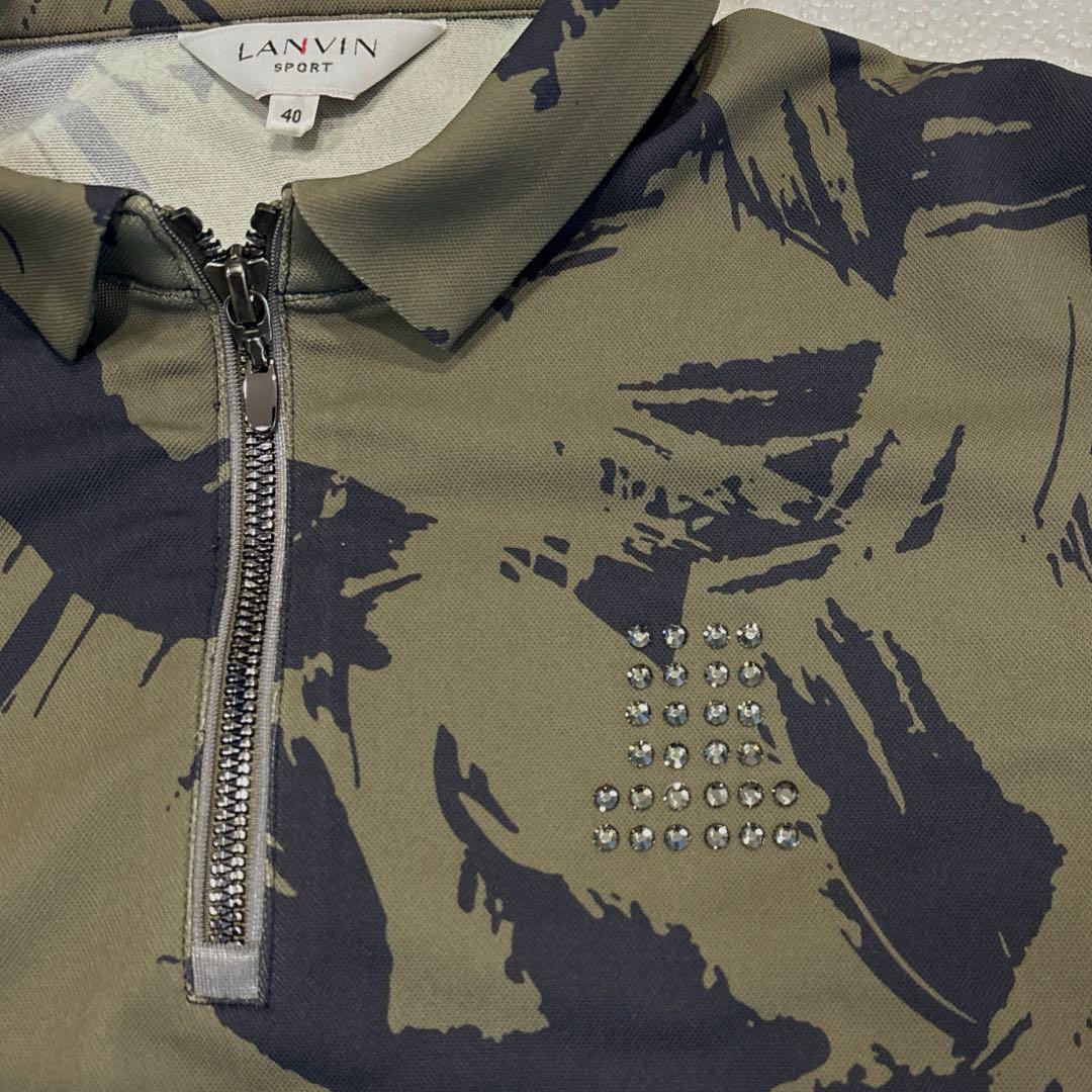 【美品/レディースL】ランバンスポール　LANVIN　ゴルフ　ポロシャツ　ジップ