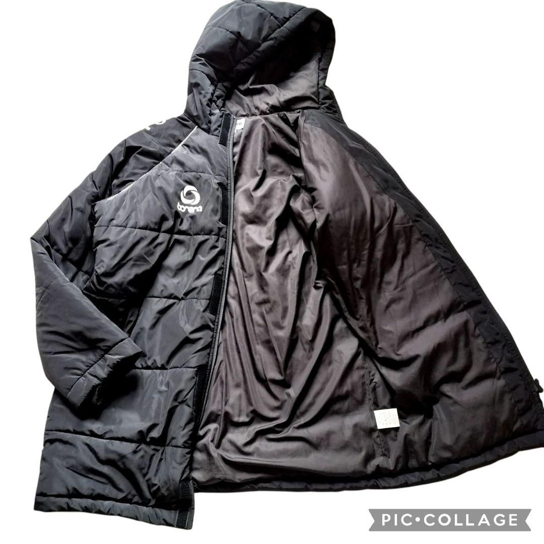 美品 ボネーラ XL 黒 中綿 ロングベンチコート 防寒 BC013 サッカー