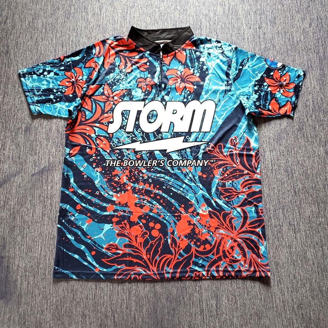 新品✨STORM【日本サイズ3XL】大きめ　ブルー　ロゴ入り　ボウリング