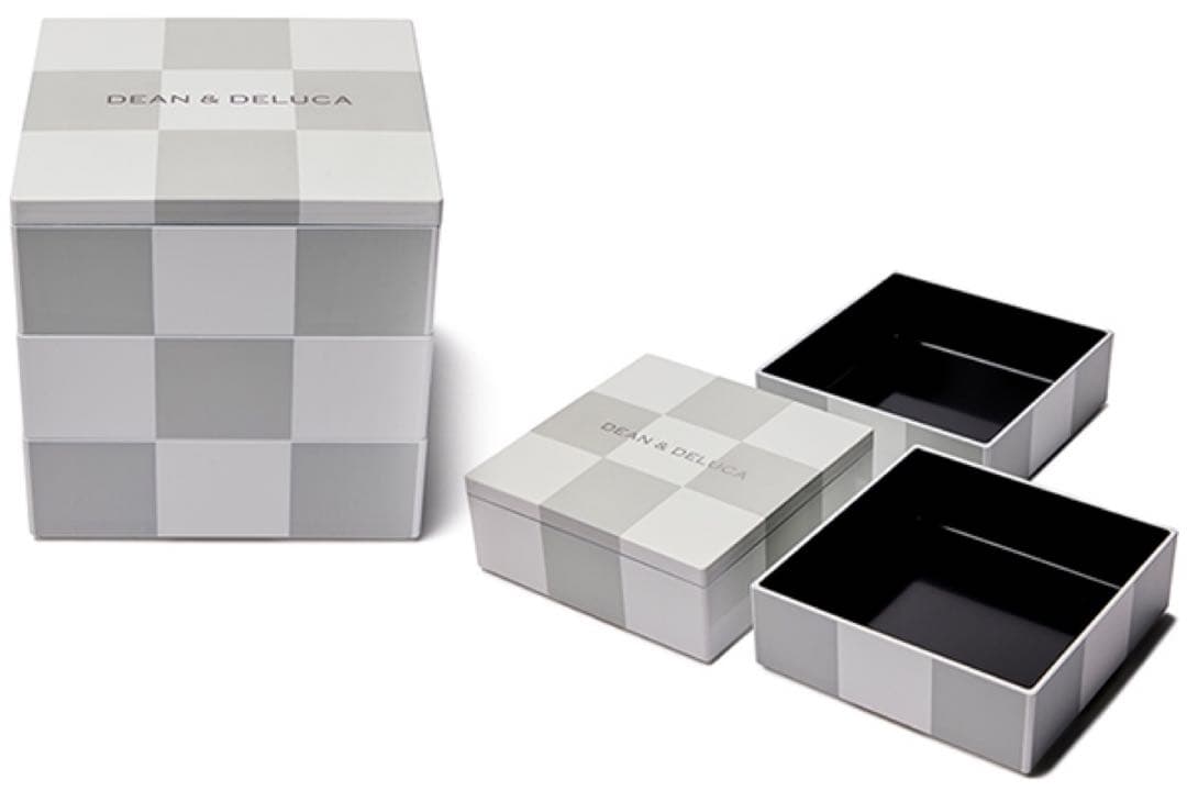 専用　完売品　新品　ディーンアンドデルーカ　三段重　市松グレー　重箱