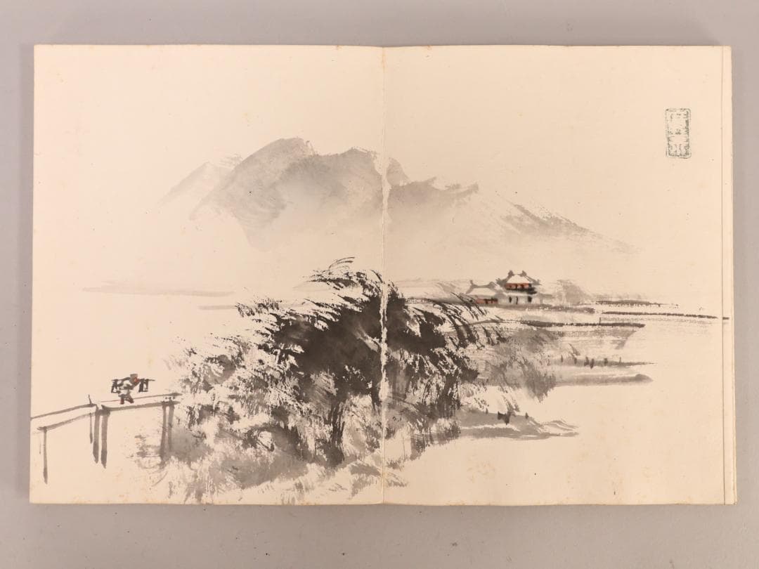 BK430　帝室技芸員　寺崎廣業（広業）　画帳　日本画　肉筆　紙本