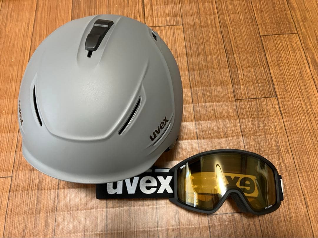 uvex ヘルメット 59-62 cm グレー ゴーグル付き