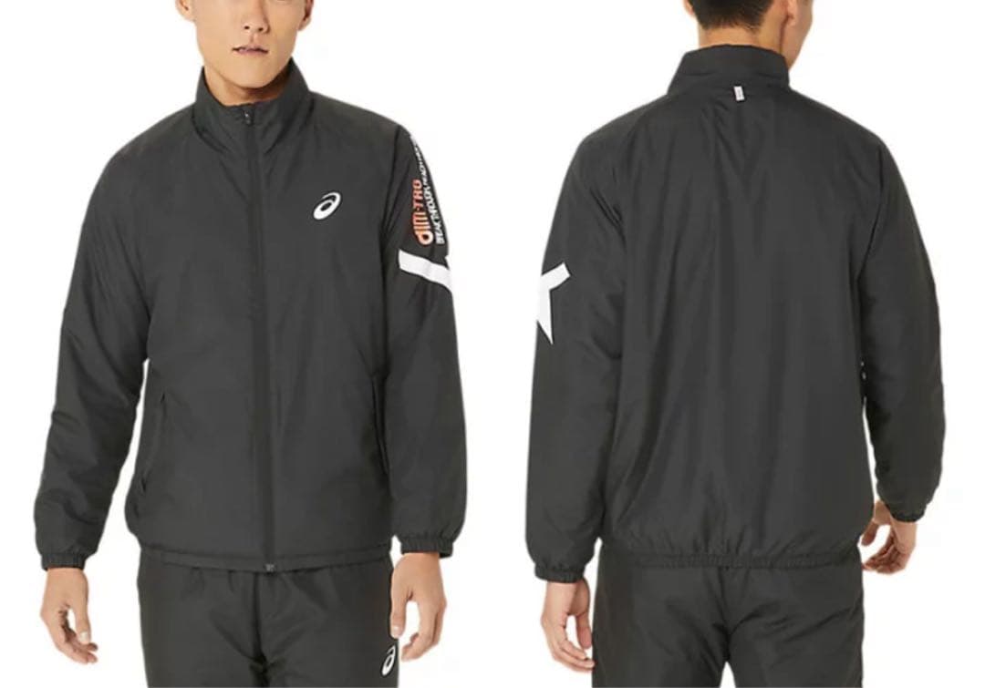 新品　アシックス　メンズ　ウィンドブレーカージャケット　上　ブラック　あったかL
