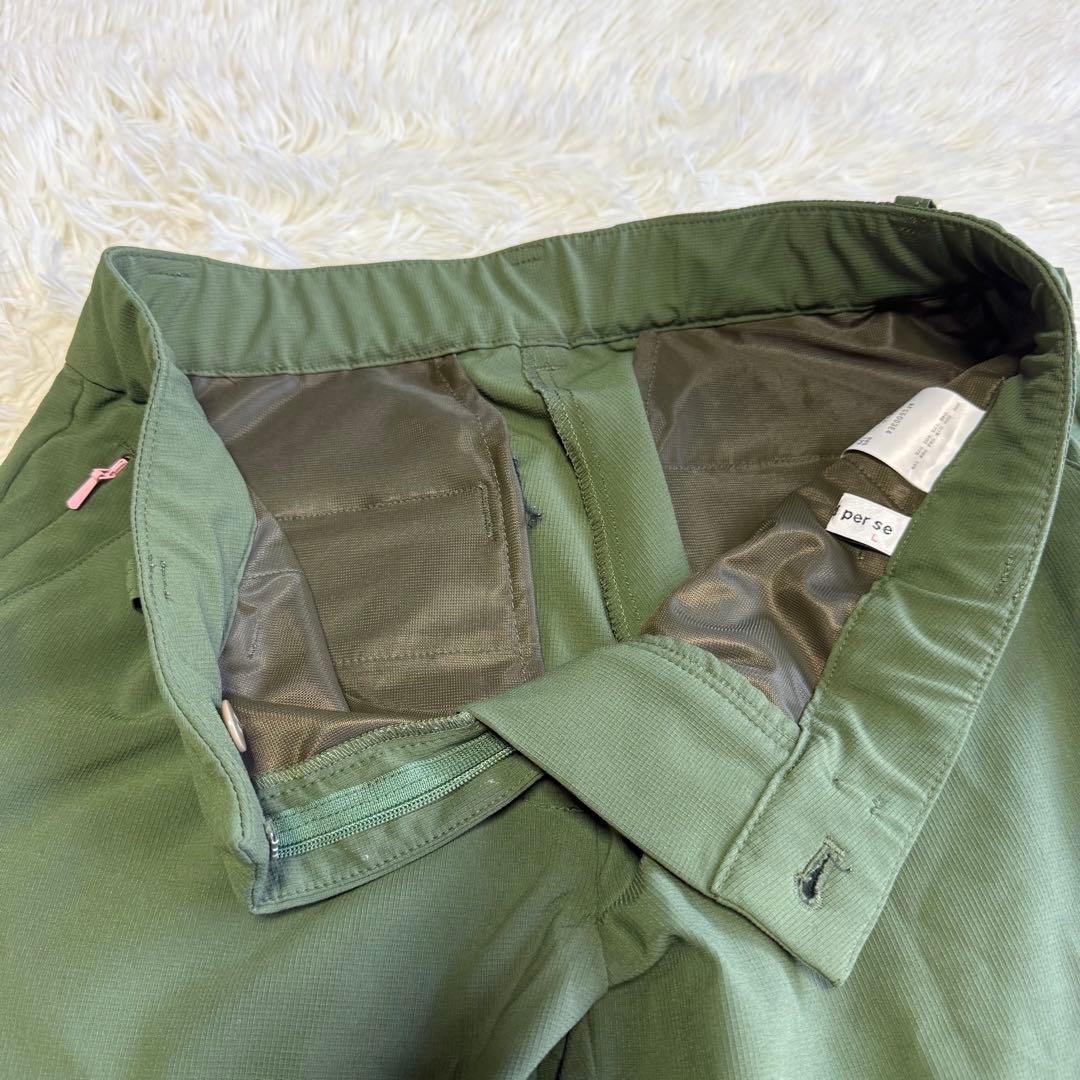 【アンパスィ】美品 サマーパンツ カーキ Lサイズ ワッペン レディース