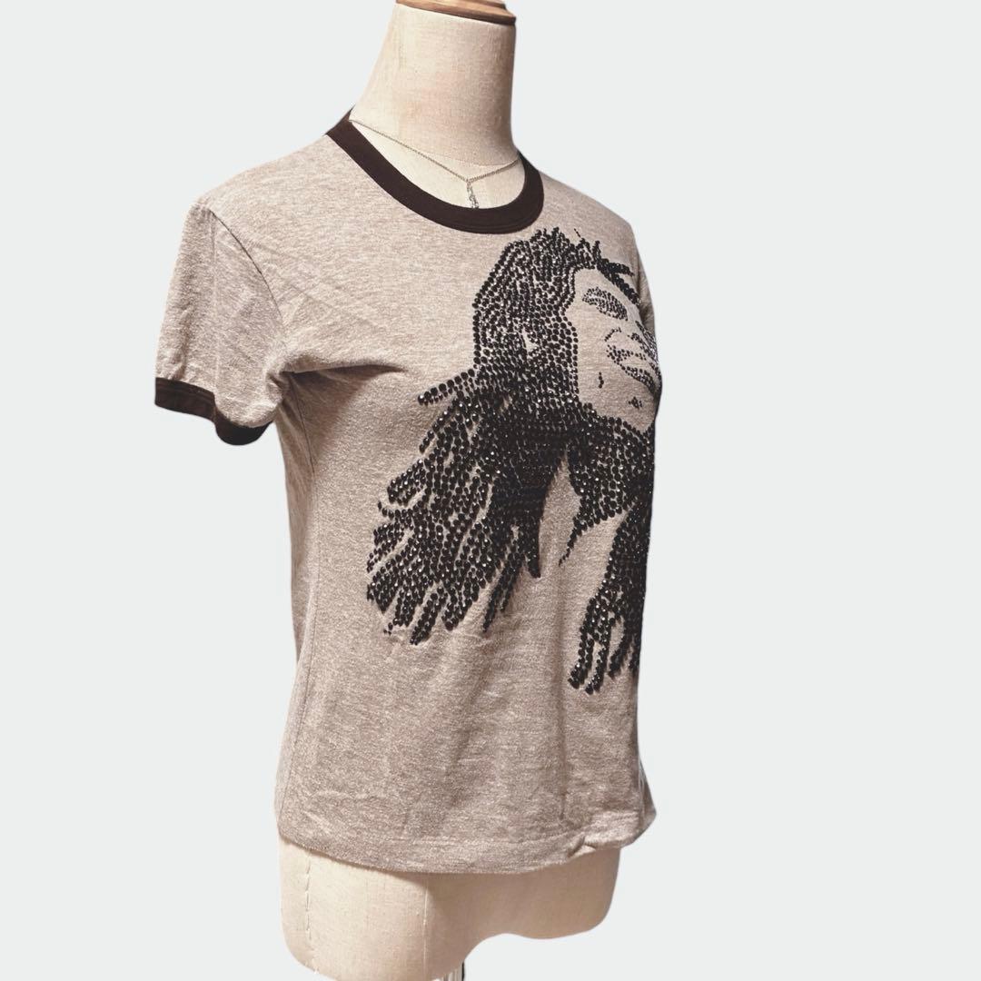 希少 アイコニッククチュール ボブマーリー Tシャツ リンガーラインストーン M