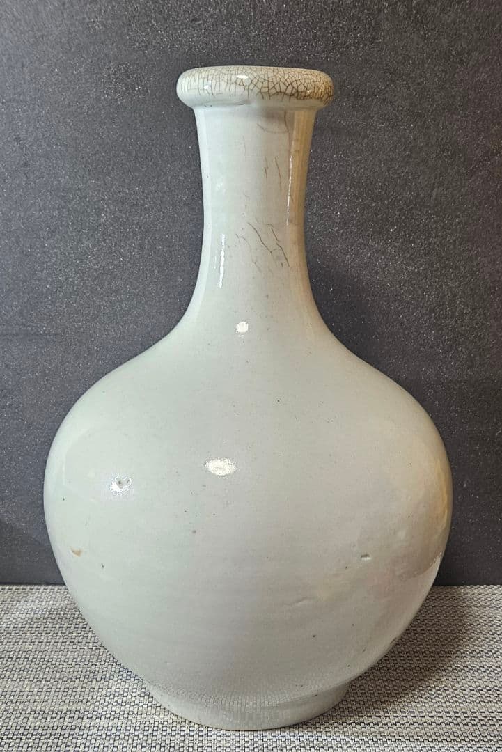 江戸時代　古伊万里　白磁　大徳利　壺 花入れ　オブジェ　高さ 約35.2cm