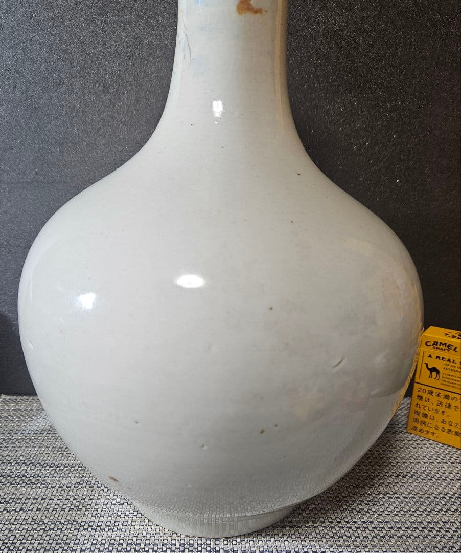 江戸時代　古伊万里　白磁　大徳利　壺 花入れ　オブジェ　高さ 約35.2cm