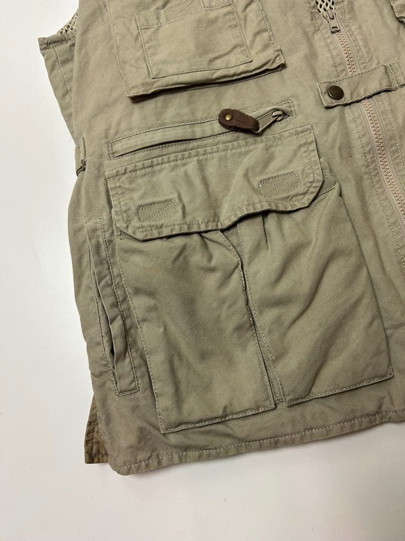 90's Eddie Bauer ベージュ　コットン　フィッシングベスト　M