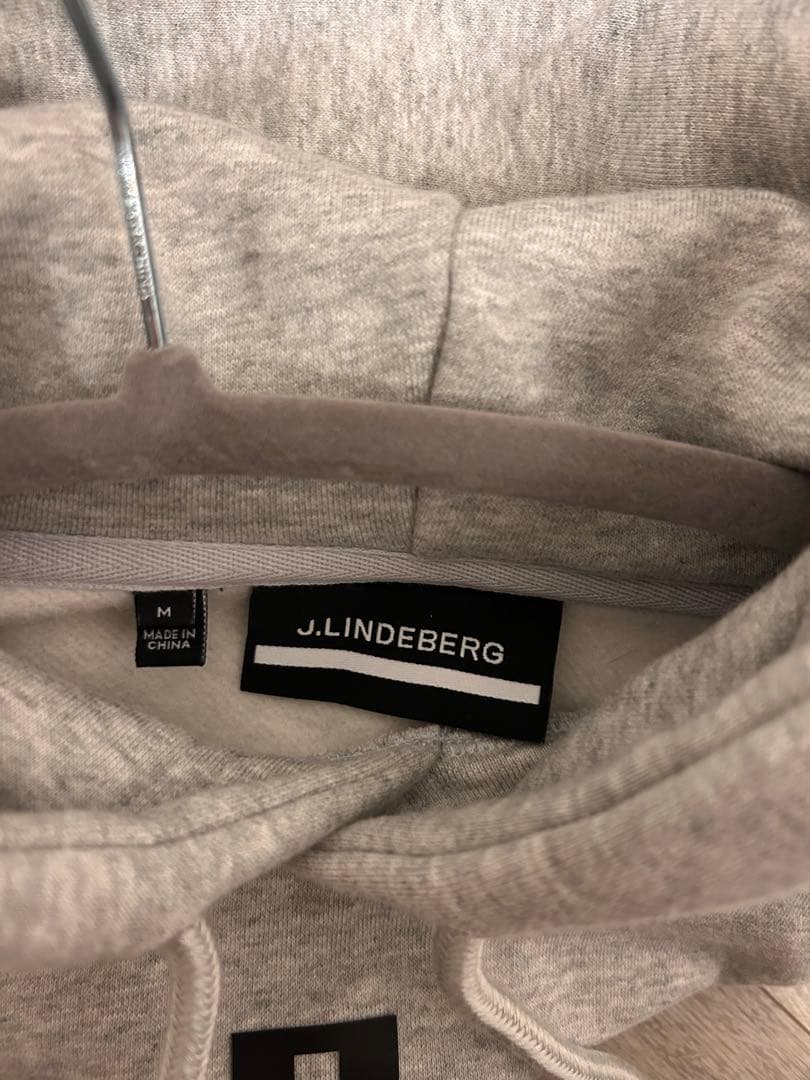 【美品】J.LINDEBERG ロゴパーカー グレー フーディー ゴルフウェア