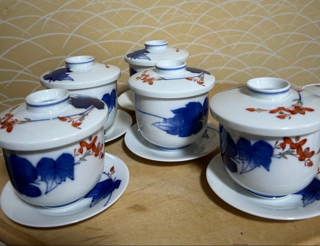 香蘭社　受け皿付き茶碗蒸し碗　醤油さし