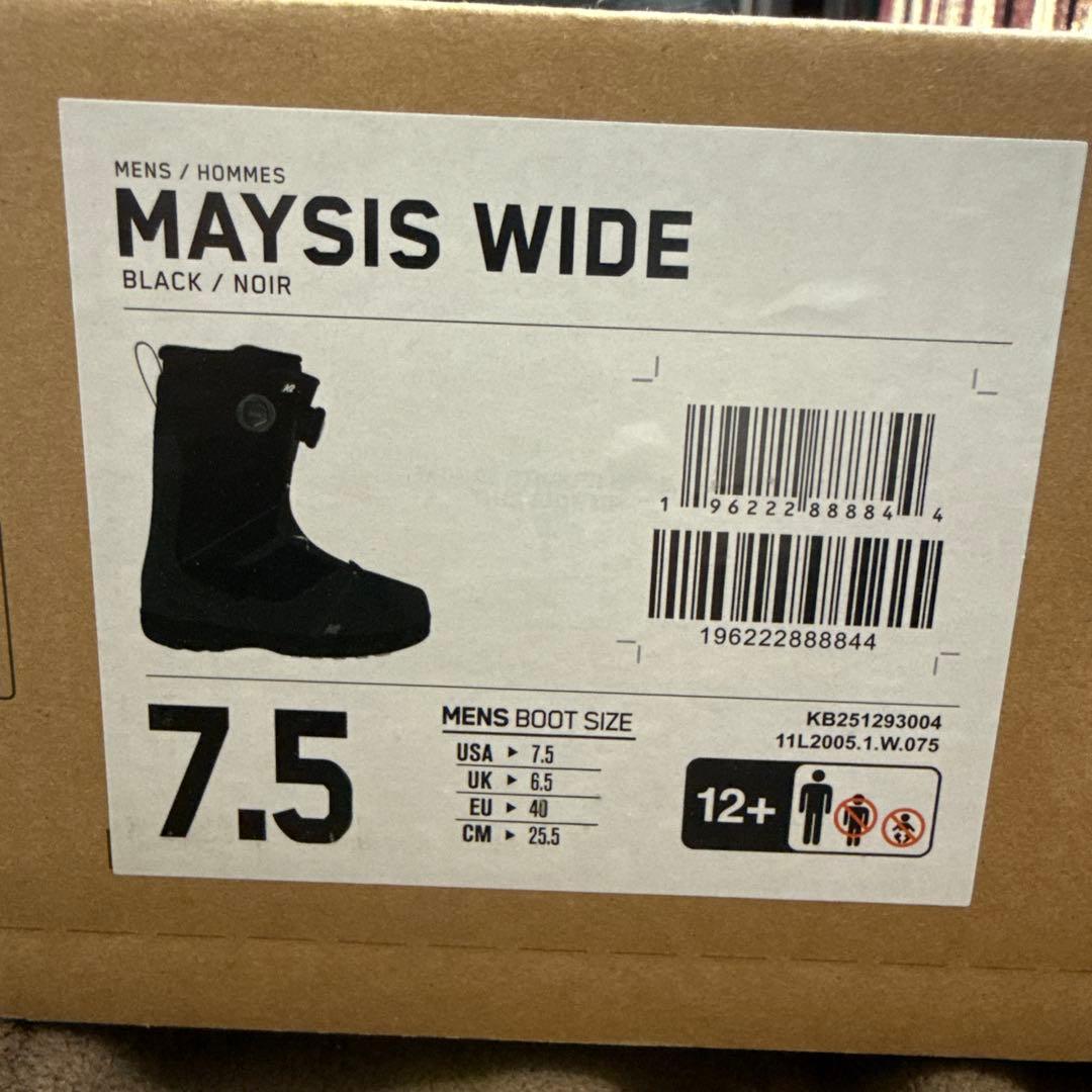 25-26 k2 Maysis Wide スノーボードブーツ 7.5 ブラック