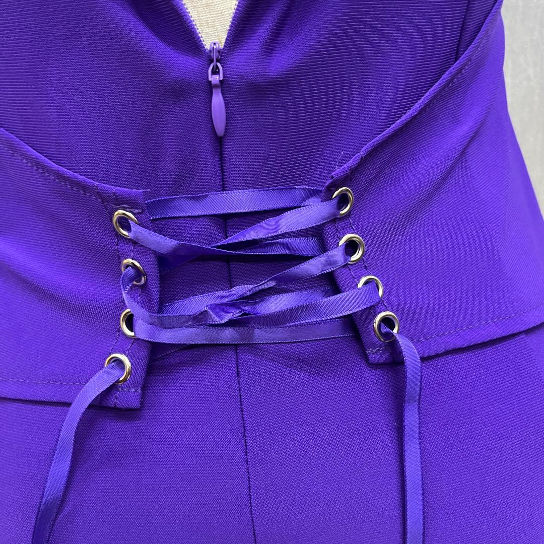 新品 社交ダンス ワンピース 青紫 無地 サイズML