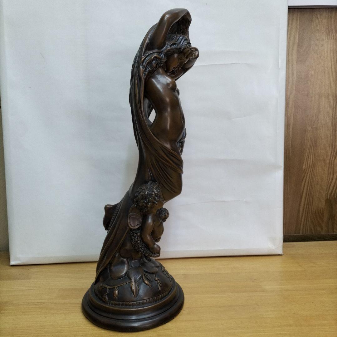 女性と子供のブロンズ風彫刻 約49cm