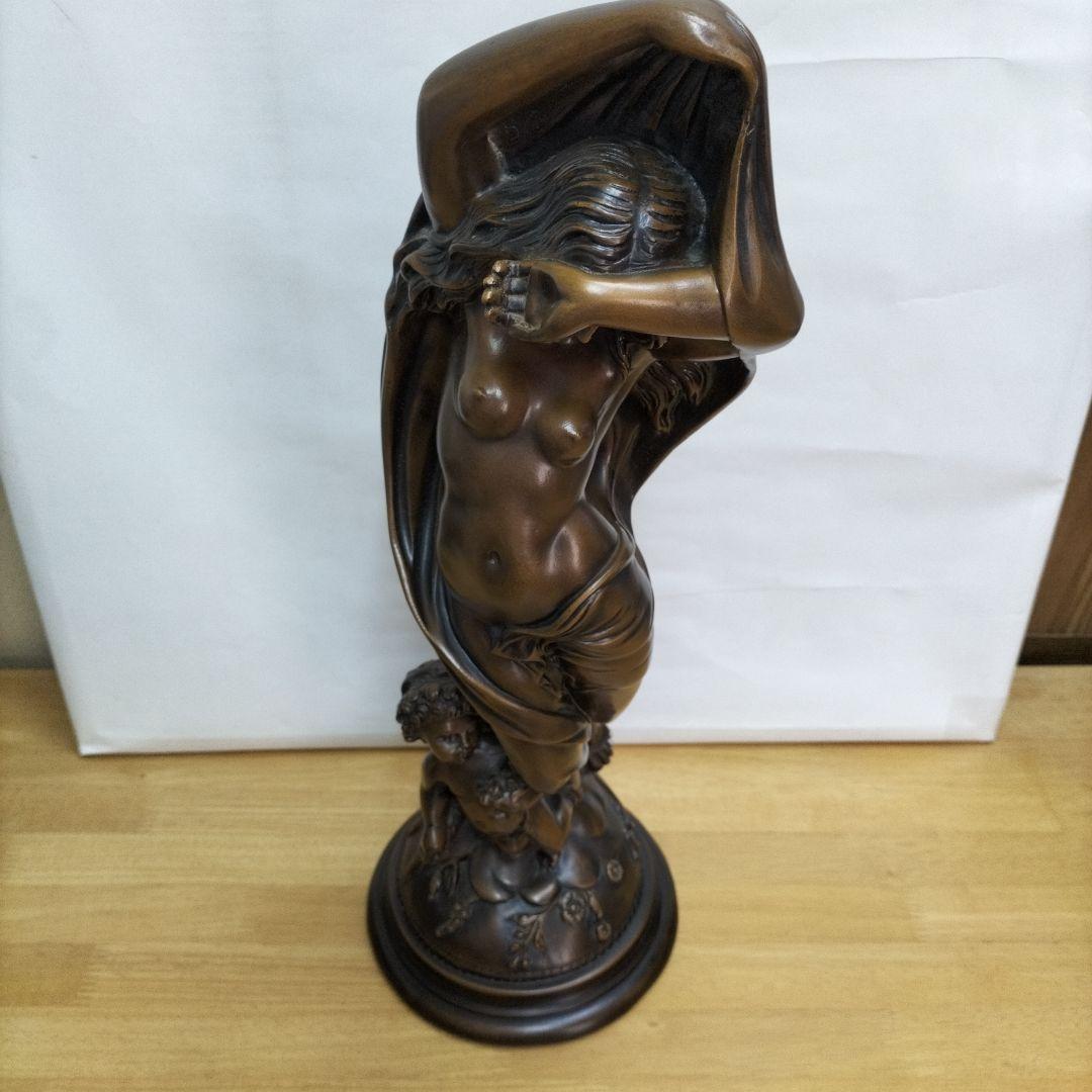 女性と子供のブロンズ風彫刻 約49cm