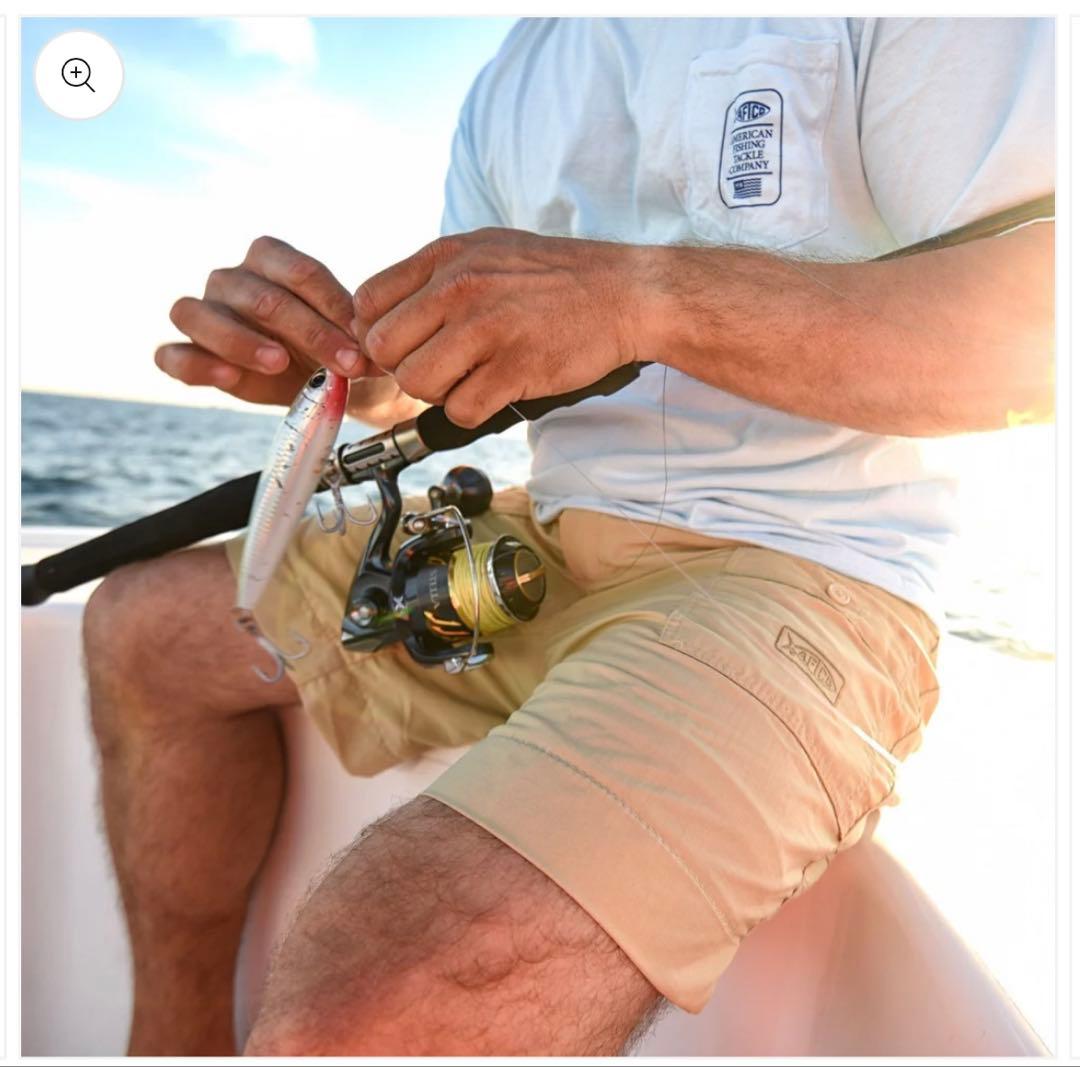 AFTCO Original Fishing Shorts Long M カーキ