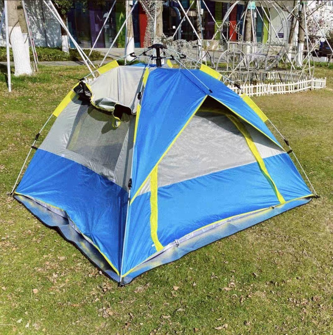 設営簡単 UV加工 キャンプ用テント 2-3人用✰ブルー