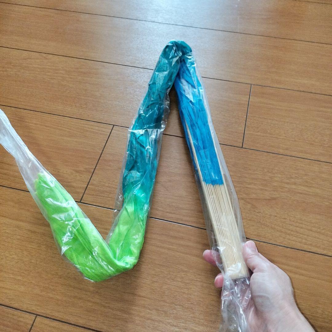 【新品】ビッグフラッターファンベール★右手★ターコイズライム！高級シルク100％